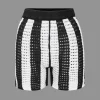 Stripe Knit Hollow Out Shorts Set>MICAS New