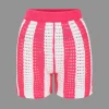 Stripe Knit Hollow Out Shorts Set>MICAS New