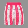 Stripe Knit Hollow Out Shorts Set>MICAS New