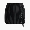 Stripe Print Tie Front Mini Skirt>MICAS Fashion