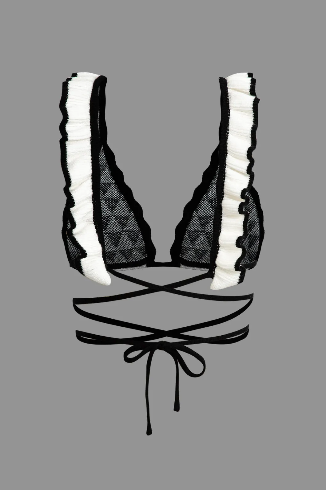 Stripe Tie Bra Top And Tiered Ruffle Knit Midi Skirt Set>MICAS Online