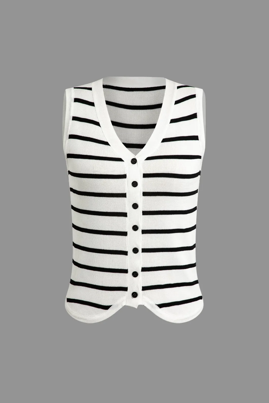 Striped Knit Sleeveless Vest And Shorts Set>MICAS New