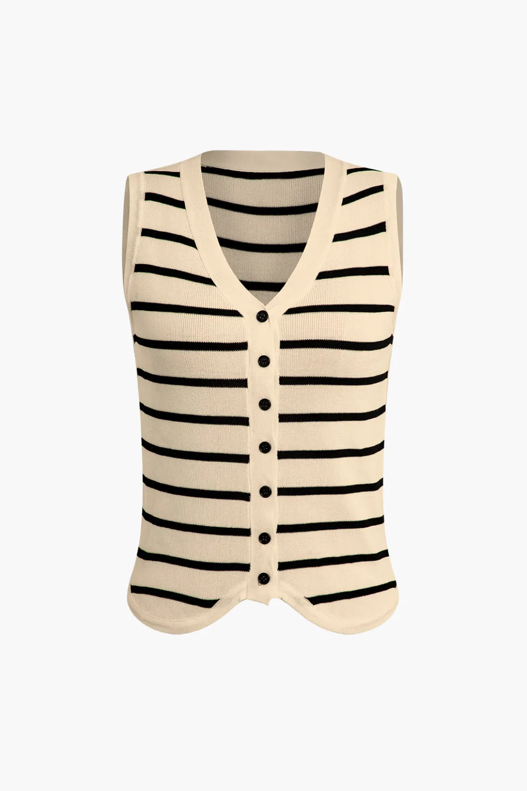 Striped Knit Sleeveless Vest And Shorts Set>MICAS New