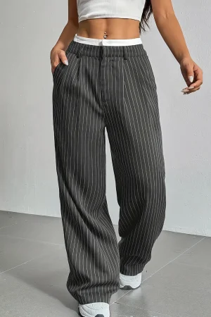 Stripes Print High Waist Trousers>MICAS Sale