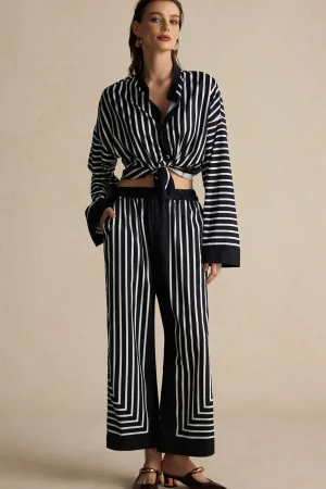 Stripes Print Shirt And Trousers Set>MICAS Clearance