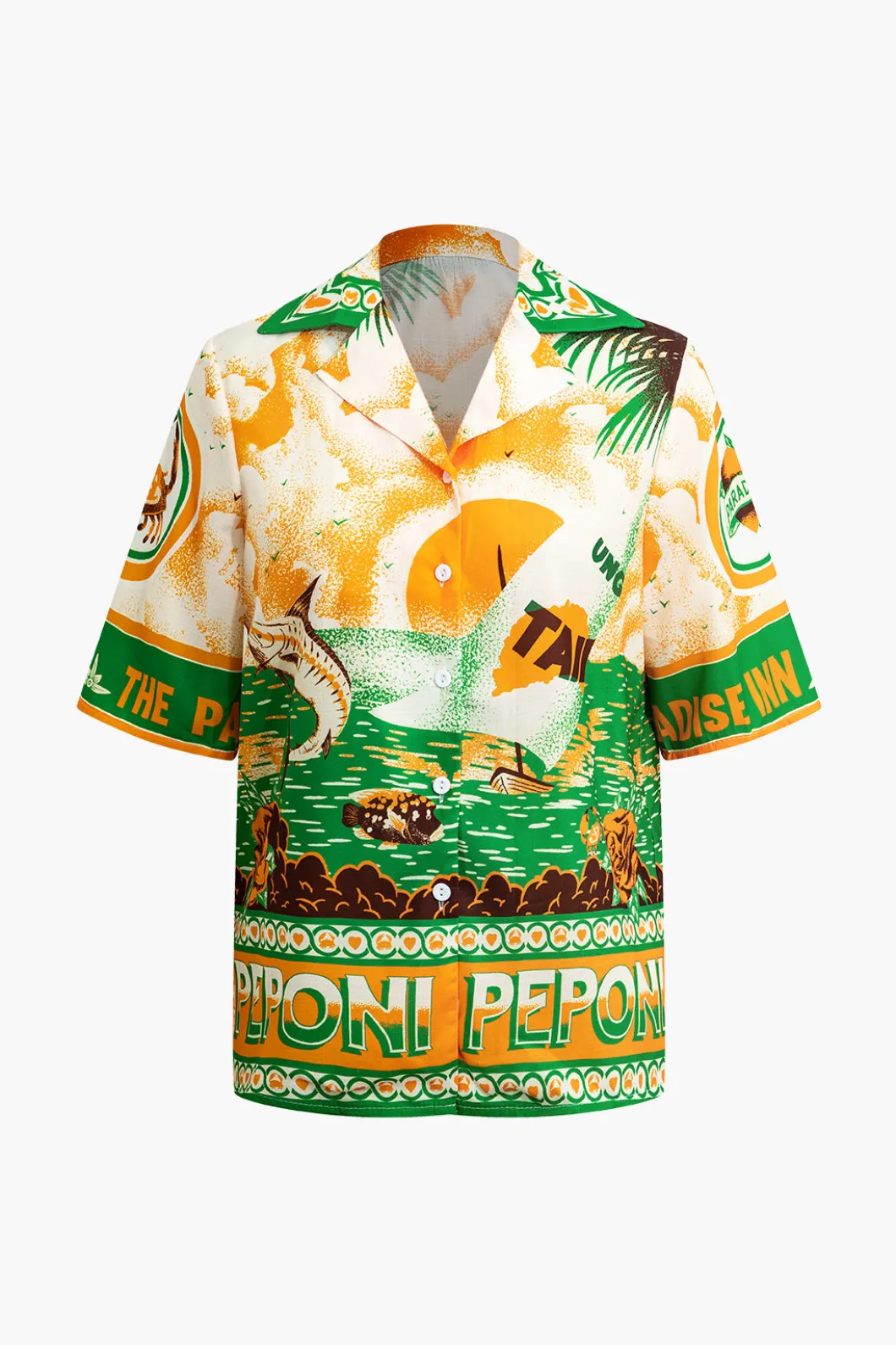 Summer Beach Print Tie-Front Shirt And Shorts Set>MICAS Clearance