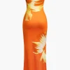 Sunny Floral Cascade Strapless Midi Dress>MICAS Sale