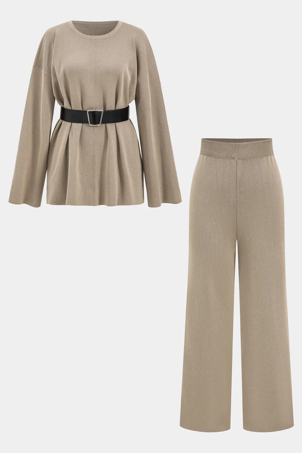 Sweater Belted Top And Pants Set>MICAS Hot