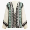 Sweater Button Patchwork Long-Sleeve Cardigan>MICAS Hot