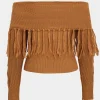 Sweater Fringe Off-Shoulder Top>MICAS Sale