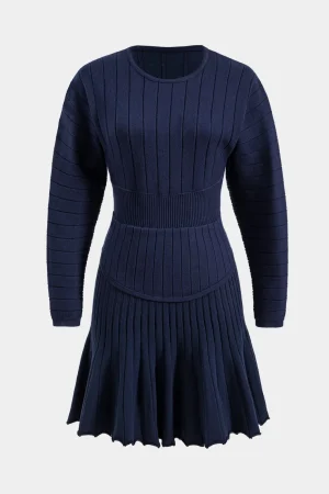 Sweater Round Neck Gigot Long Sleeve Dress>MICAS Hot