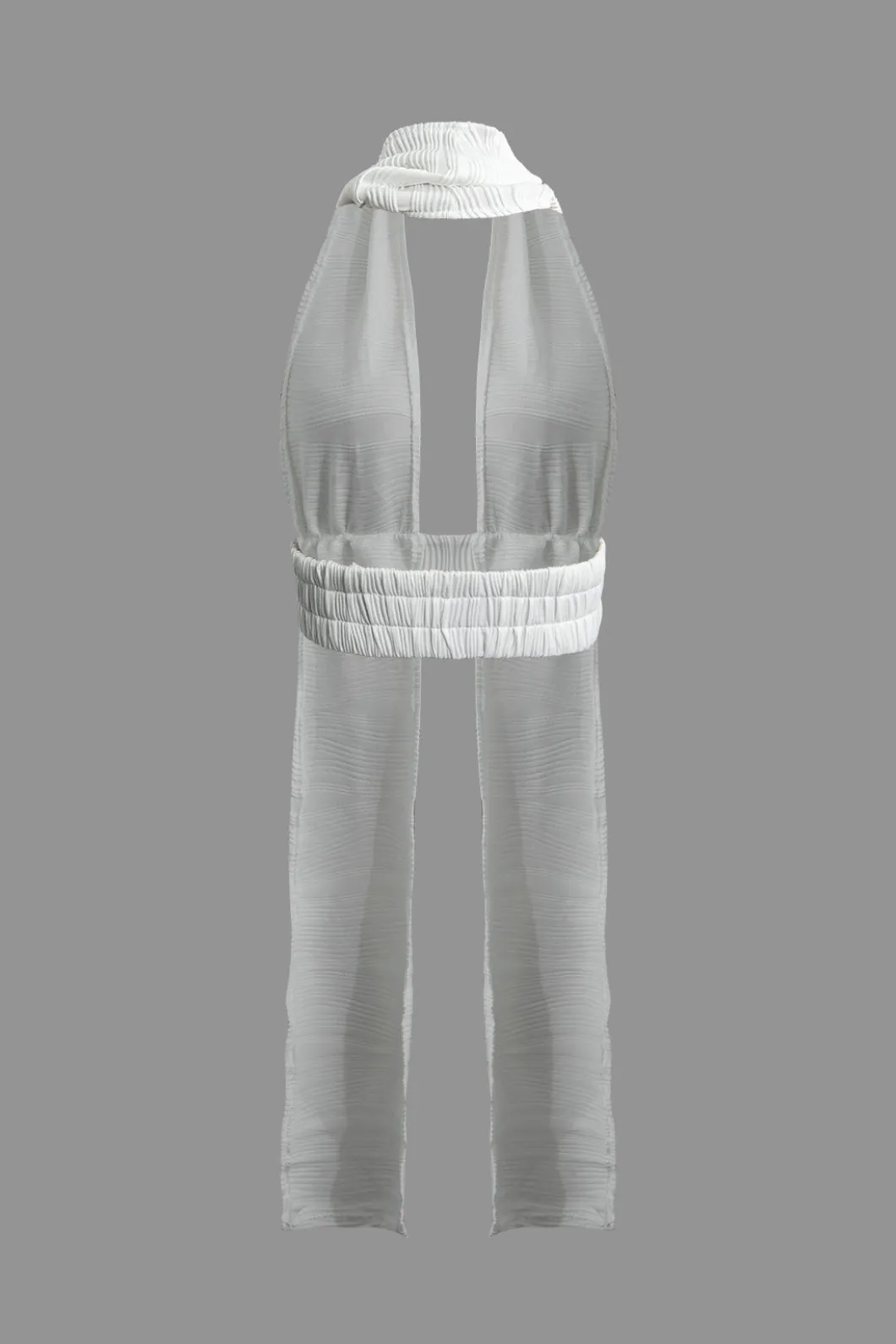 Textured Backless Halter V-Neck Shorts Set>MICAS Fashion