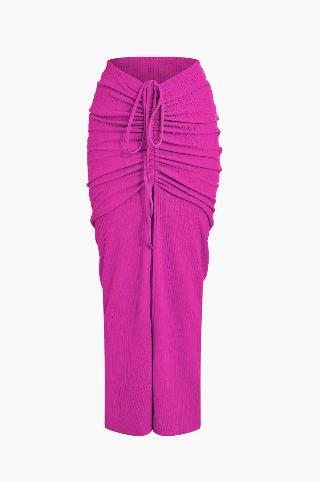 Textured Crop Top And Drawstring Ruched Skirt Set>MICAS Best