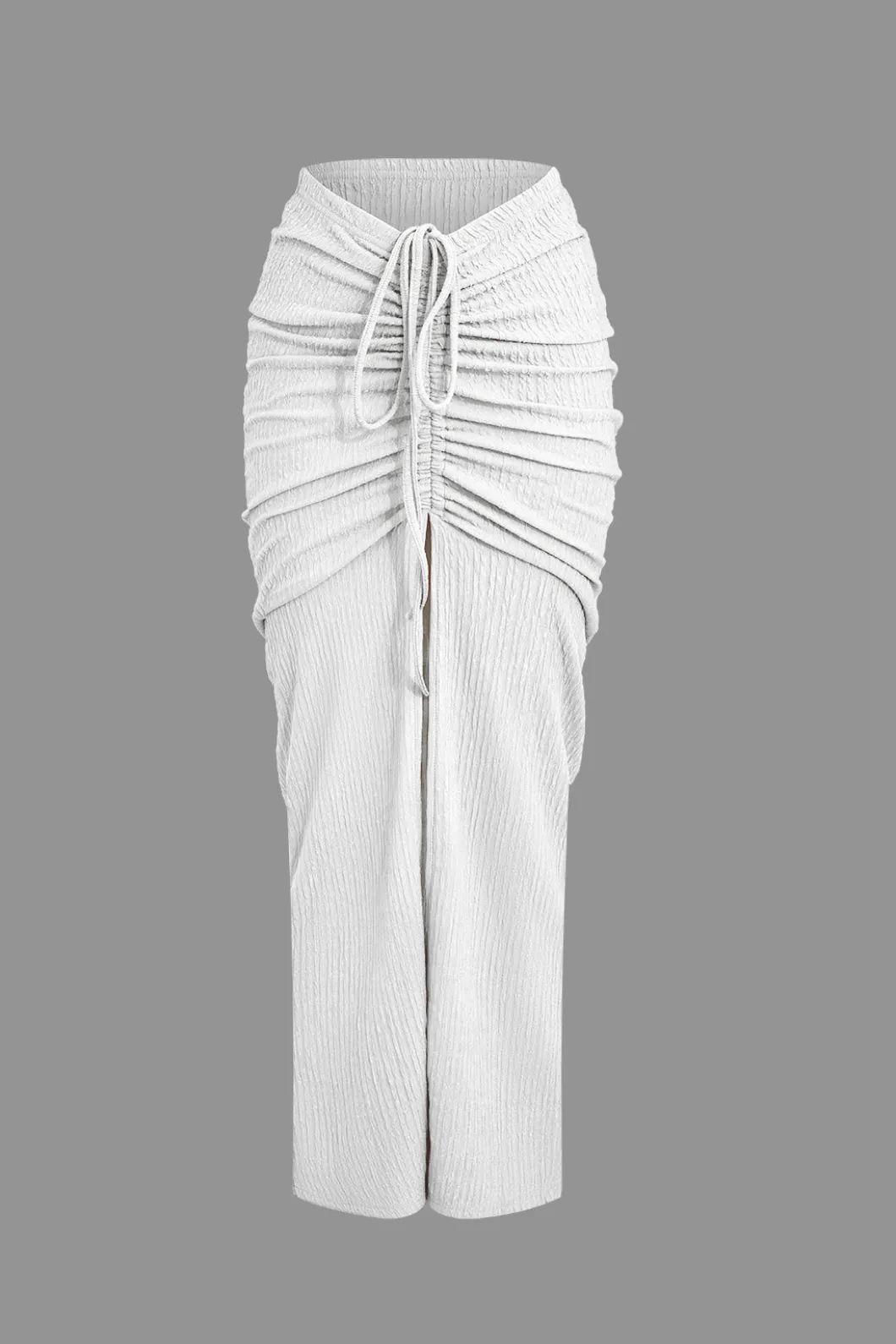 Textured Crop Top And Drawstring Ruched Skirt Set>MICAS Best