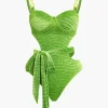 Textured Cut-Out Knot Tummy Control One-Piece Swimsuit>MICAS Outlet