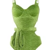 Textured Cut-Out Knot Tummy Control One-Piece Swimsuit>MICAS Outlet