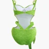 Textured Cut-Out Knot Tummy Control One-Piece Swimsuit>MICAS Outlet