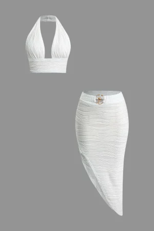Textured Halter Backless Skirt Set>MICAS Sale