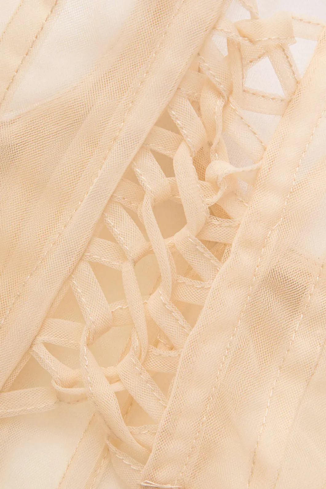 Tie Back Sheer Mesh Corset Strapless Top>MICAS Clearance