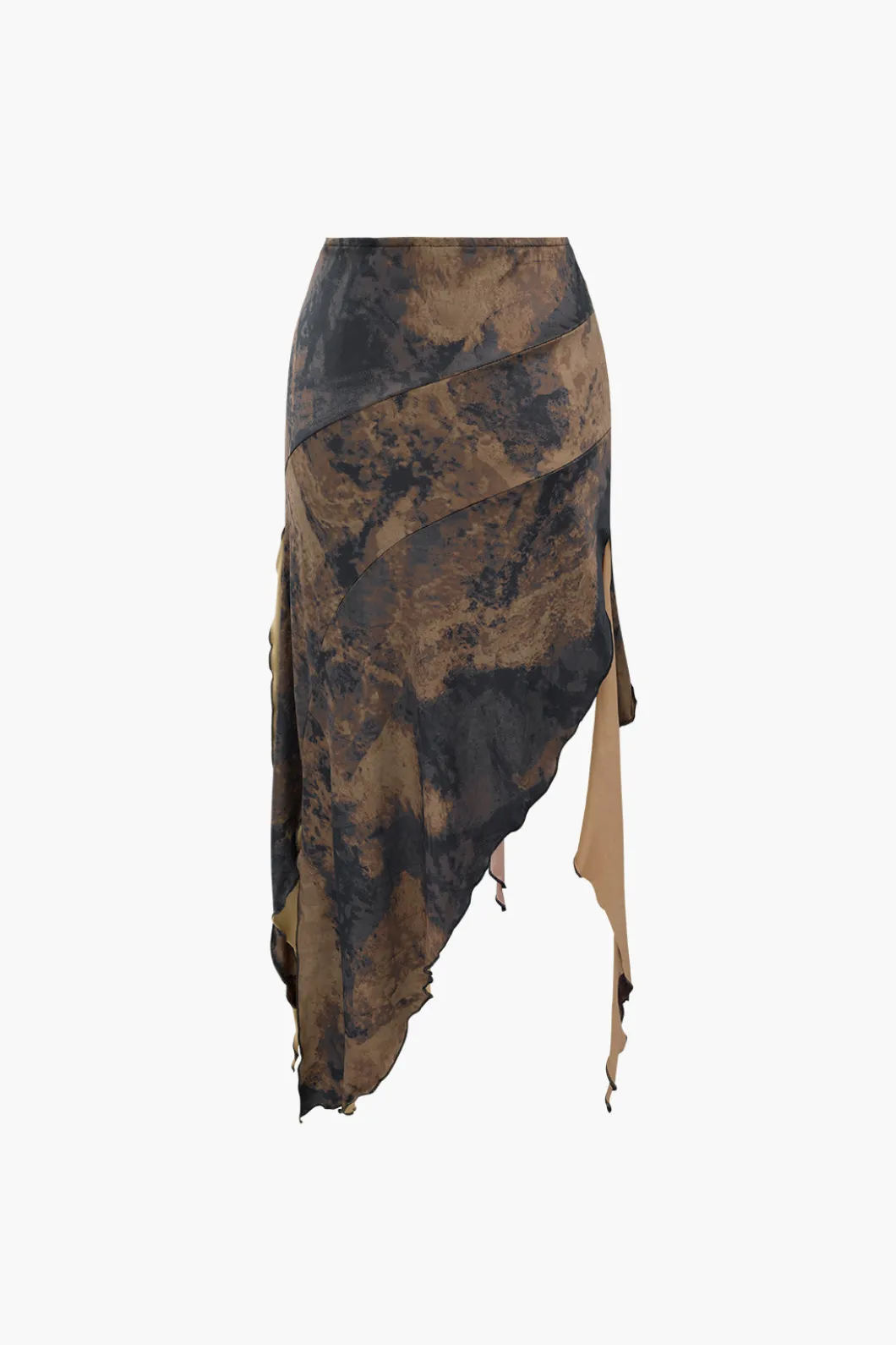 Tie Dye Asymmetric Ruffle Hem Skirt>MICAS Discount
