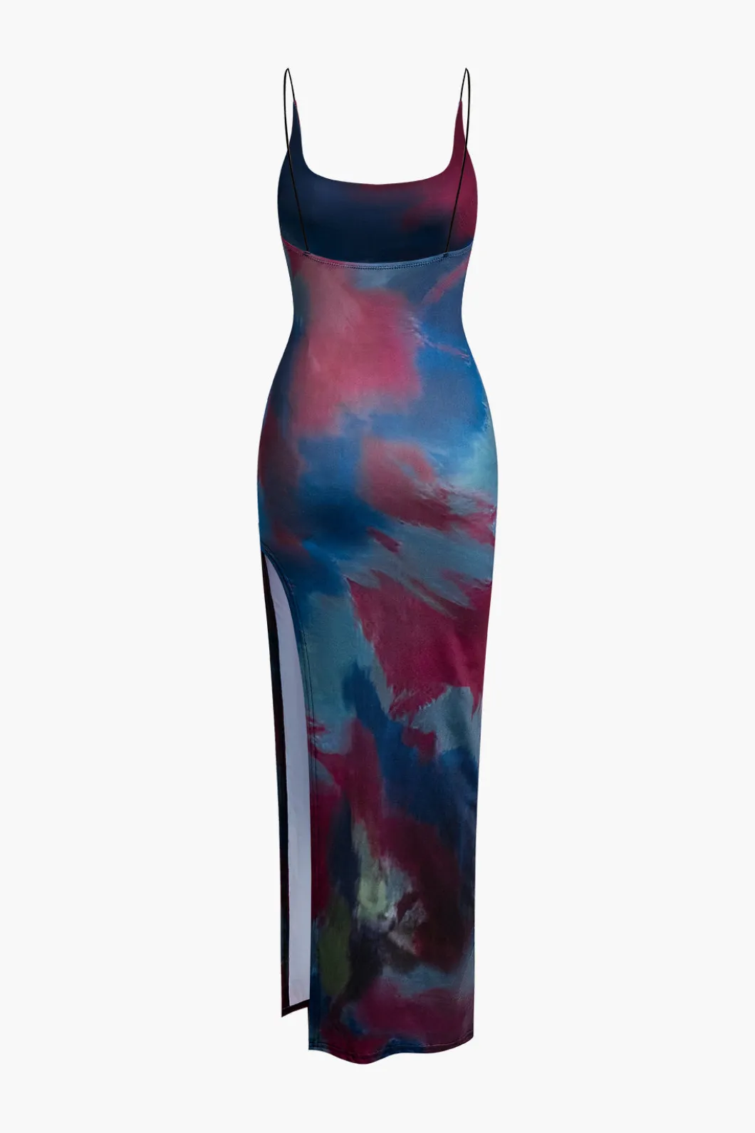Tie Dye Backless Slit Slip Midi Dress>MICAS New