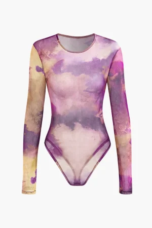 Tie Dye Long Sleeve Mesh Bodysuit>MICAS New