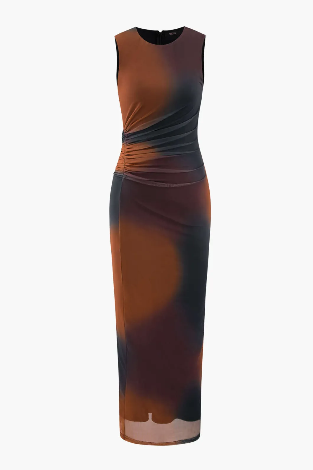 Tie Dye Mesh Slit Sleeveless Maxi Dress>MICAS Clearance