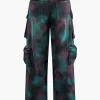 Tie Dye Multi Pocket Straight Leg Cargo Jeans>MICAS New