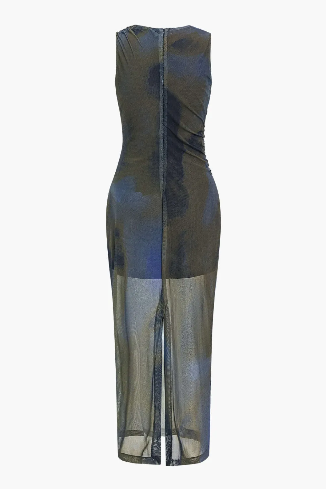 Tie Dye Print Ruched Midi Dress>MICAS Clearance