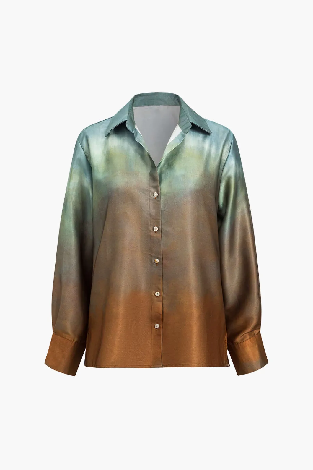 Tie Dye Print Satin Button Long-Sleeve Shirt>MICAS Discount