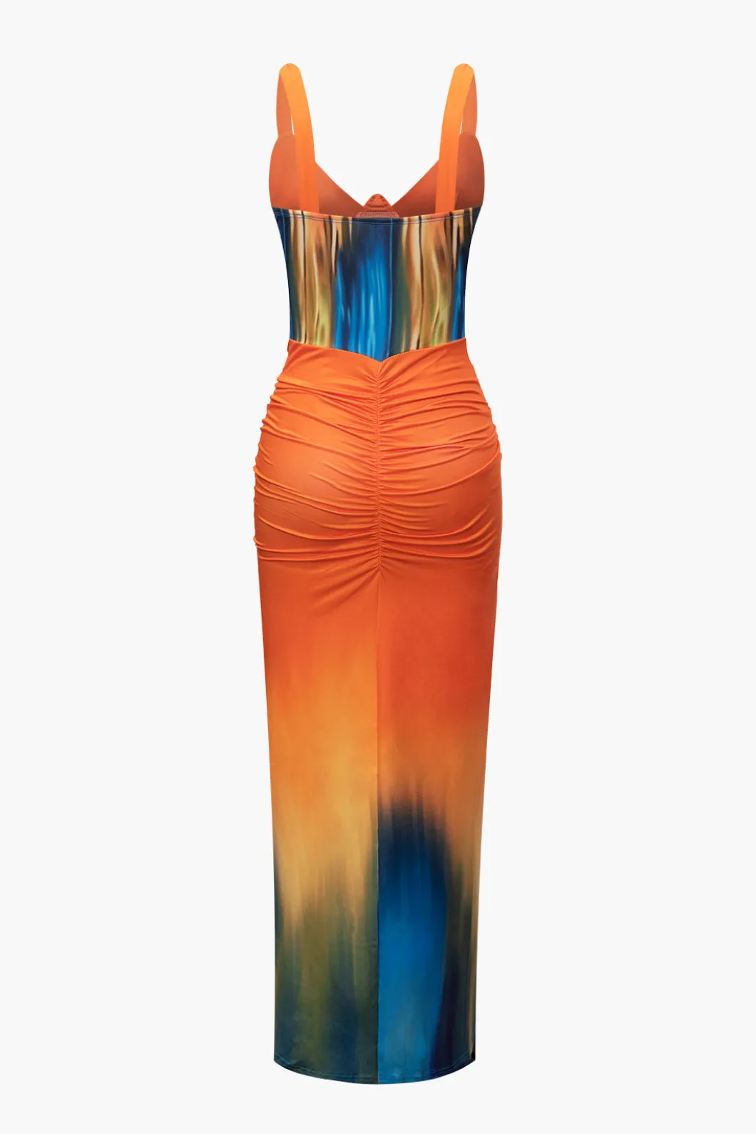 Tie Dye Print V-neck Ruched Maxi Dress>MICAS Sale