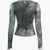 Tie Dye Ruched Mesh Long Sleeve Top>MICAS Discount