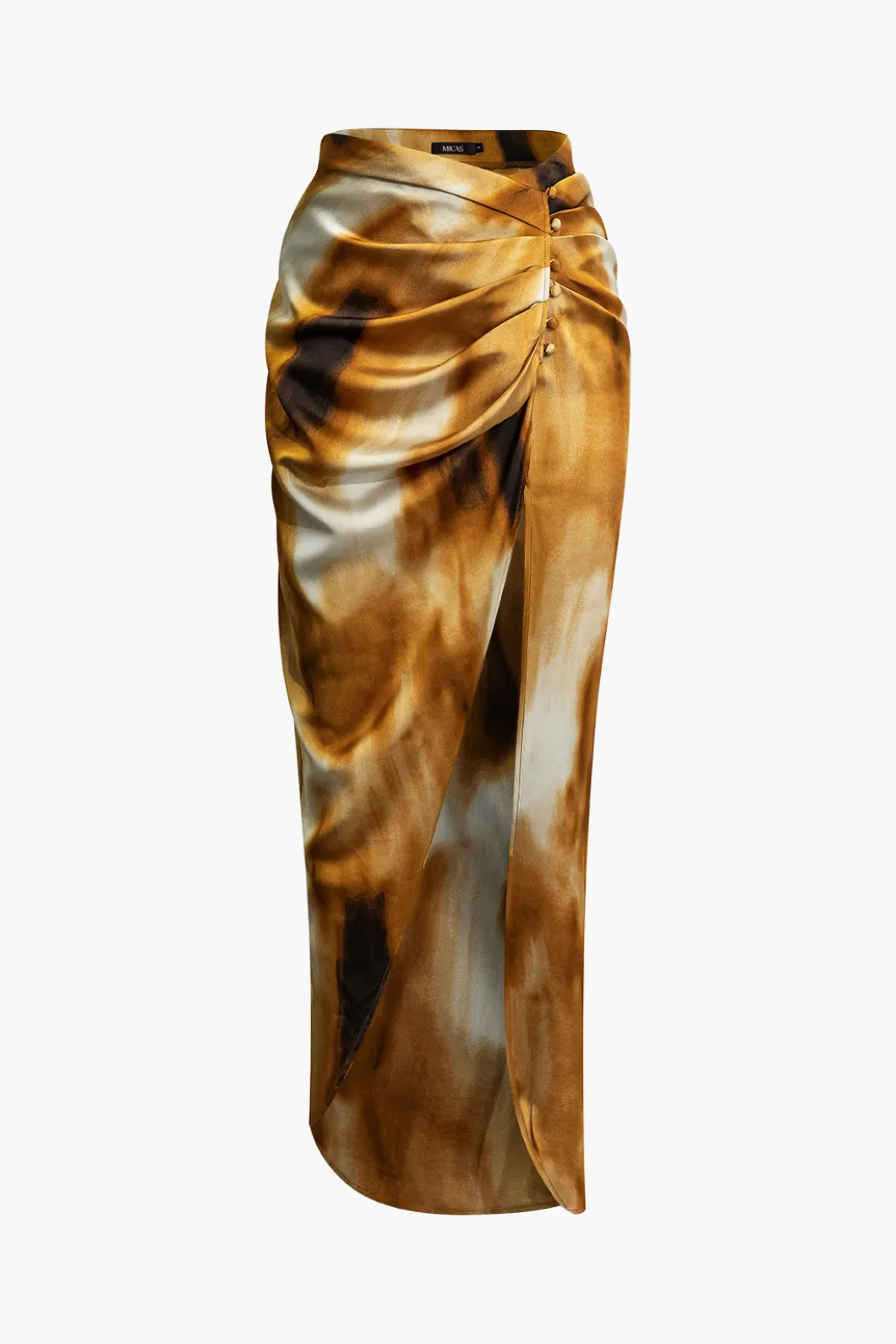 Tie Dye Ruched Split Maxi Skirt>MICAS Outlet
