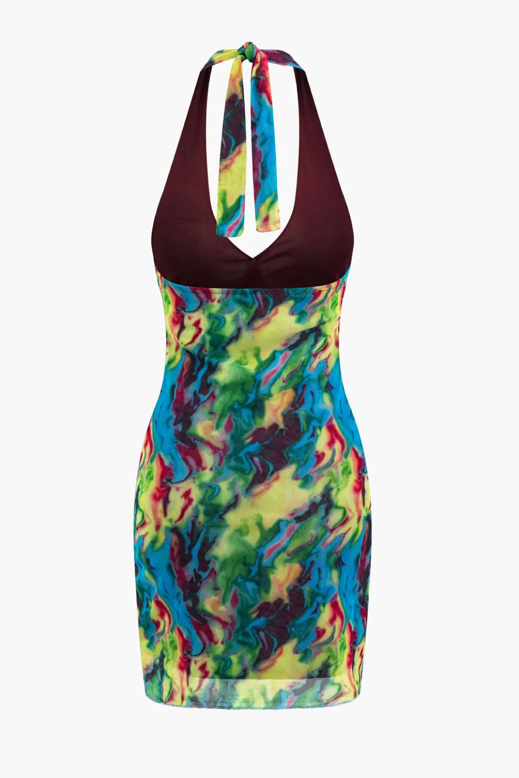 Tie Dye V-neck Halter Backless Mini Dress>MICAS Fashion
