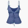 Tie Front Sheer Ruffle Cami Top>MICAS Discount