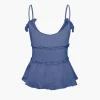 Tie Front Sheer Ruffle Cami Top>MICAS Discount