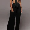 Tie Knot Front Ruched Tube Top And Pleated Wide Leg Pants>MICAS New
