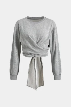 Tie Knot Round Neck Long-Sleeve Top>MICAS Online