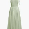 Tie Strap Backless Pleated Maxi Dress>MICAS Online