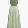 Tie Strap Backless Pleated Maxi Dress>MICAS Online