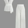 Tie Waist V-Neck Pants Set>MICAS Hot