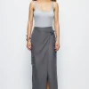 Tie Wrap Split Midi Skirt>MICAS Best