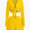 Tie-Front Crop Top And Shorts Set>MICAS Best