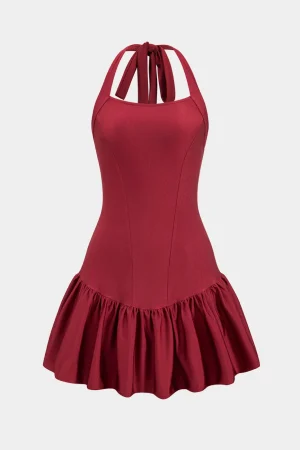 Tie-Up Backless Sleeveless Mini Dress>MICAS New