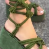 Tie-Up Open Toe Platform Flats Sandals>MICAS Sale