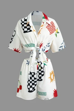 Tropical Print Shirt and Shorts Set>MICAS Discount