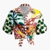 Tropical Print Tie Front Crop Shirt>MICAS Discount