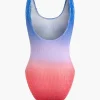 Tummy Control Ombre Textured Square Neck Backless One-Piece Swimsuit>MICAS Clearance