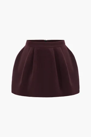 Tweed High Waist Ruched Skirt>MICAS New
