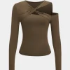 Twist Asymmetry V-Neck Long-Sleeve Top>MICAS Discount